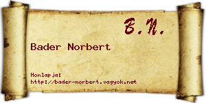 Bader Norbert névjegykártya